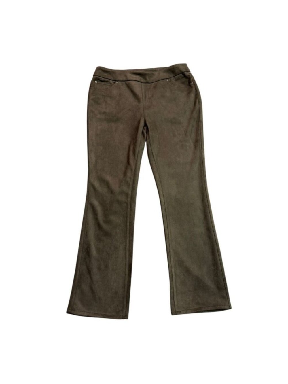 Slim-Sation 8P Brown Faux Suede Flare Pants Tummy Control Stretch NWT